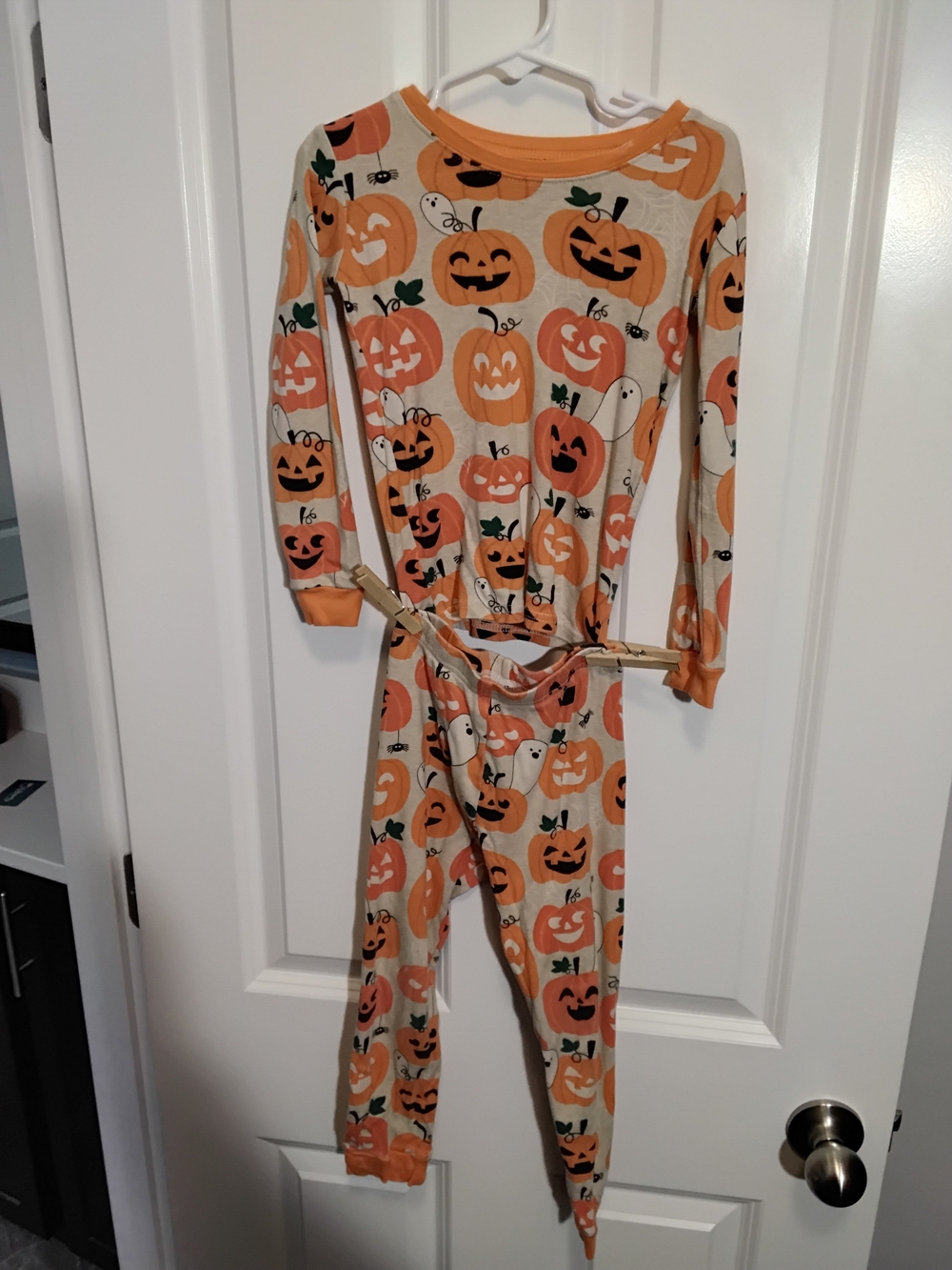 Kids Pumpkin-Print Long Sleeve Pajama Set - Orange
